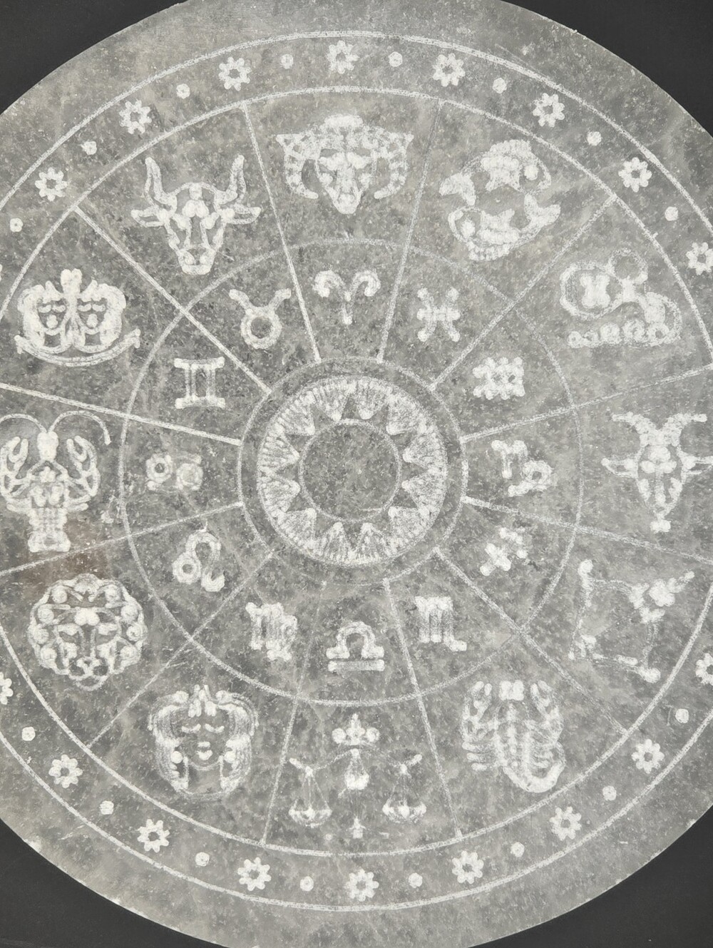 6" Selenite Crystal Zodiac Wheel Charging Plate Altar Decor - Picture 6 of 10